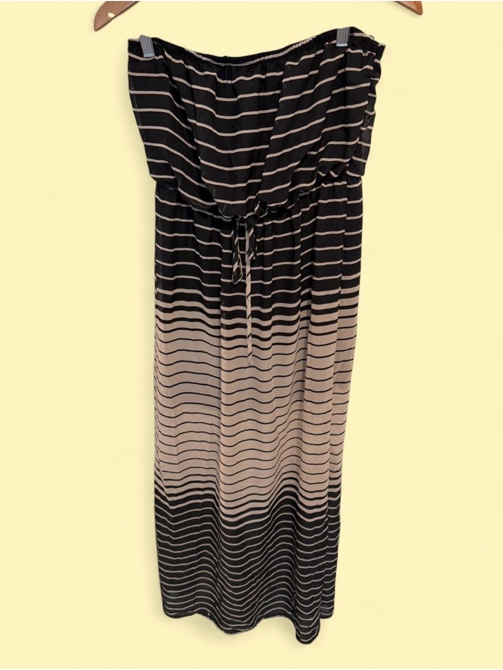 Poetry Black and Beige Striped Maxi Dress